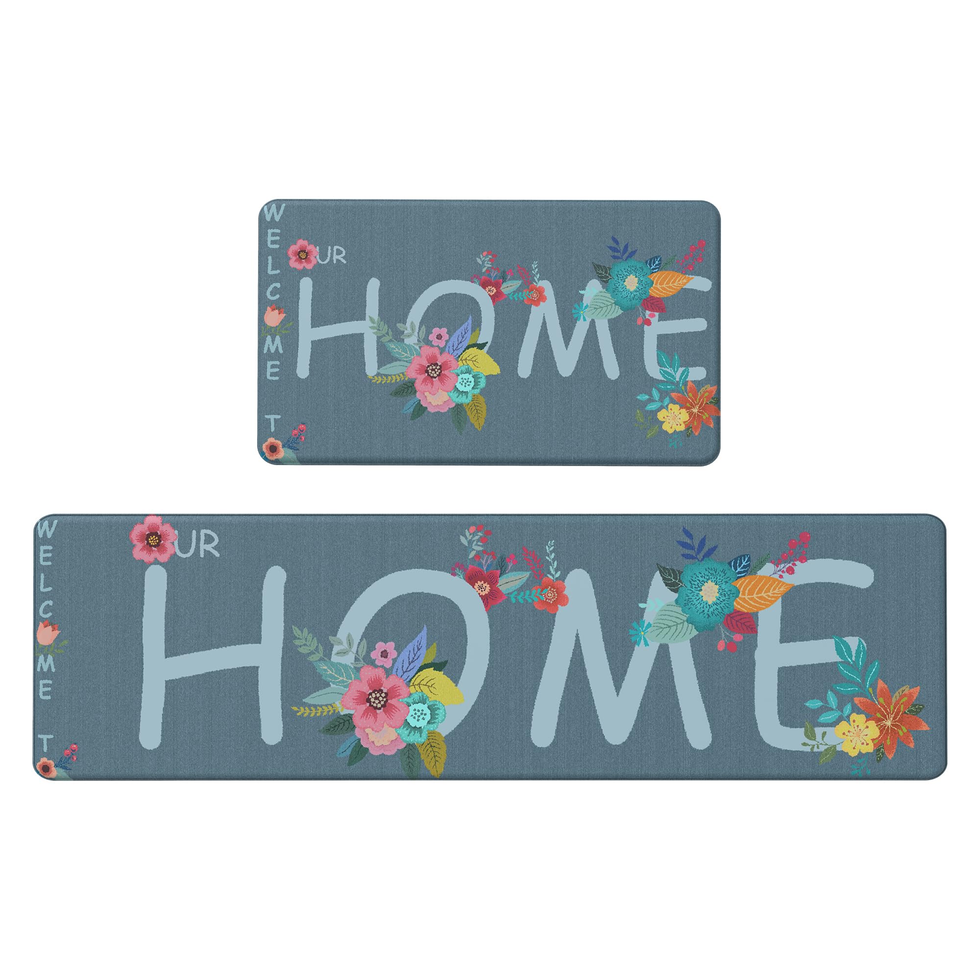 GENIMO Kitchen Mats for Floor 2PCs, Washable Anti Fatigue Mat for Cushioned, 17.3"x47"+17.3"x30", Waterproof Kitchen Rugs, Non Slip Comfort Standing Mat Rug for Home, Sink, Laundry, LightTaupeBrown