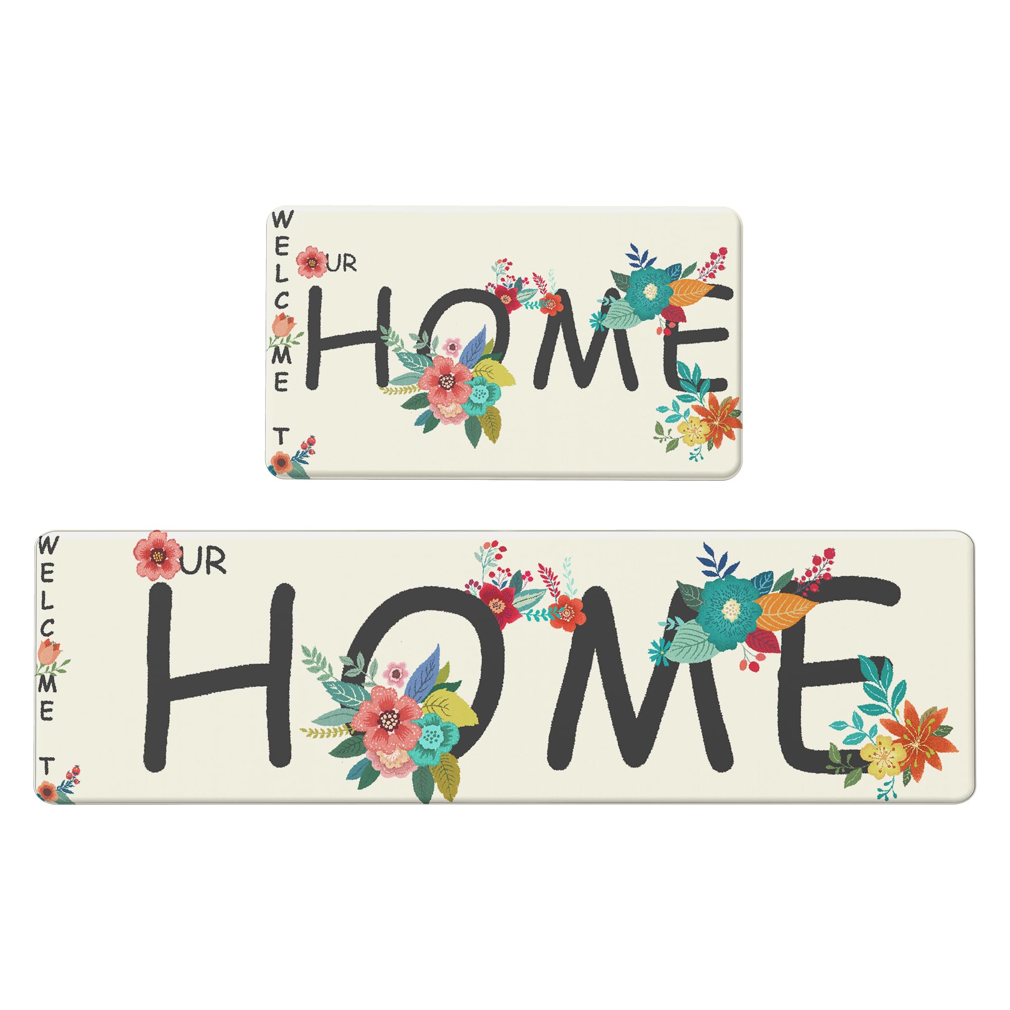 GENIMO Kitchen Mats for Floor 2PCs, Washable Anti Fatigue Mat for Cushioned, 17.3"x47"+17.3"x30", Waterproof Kitchen Rugs, Non Slip Comfort Standing Mat Rug for Home, Sink, Laundry, LightTaupeBrown