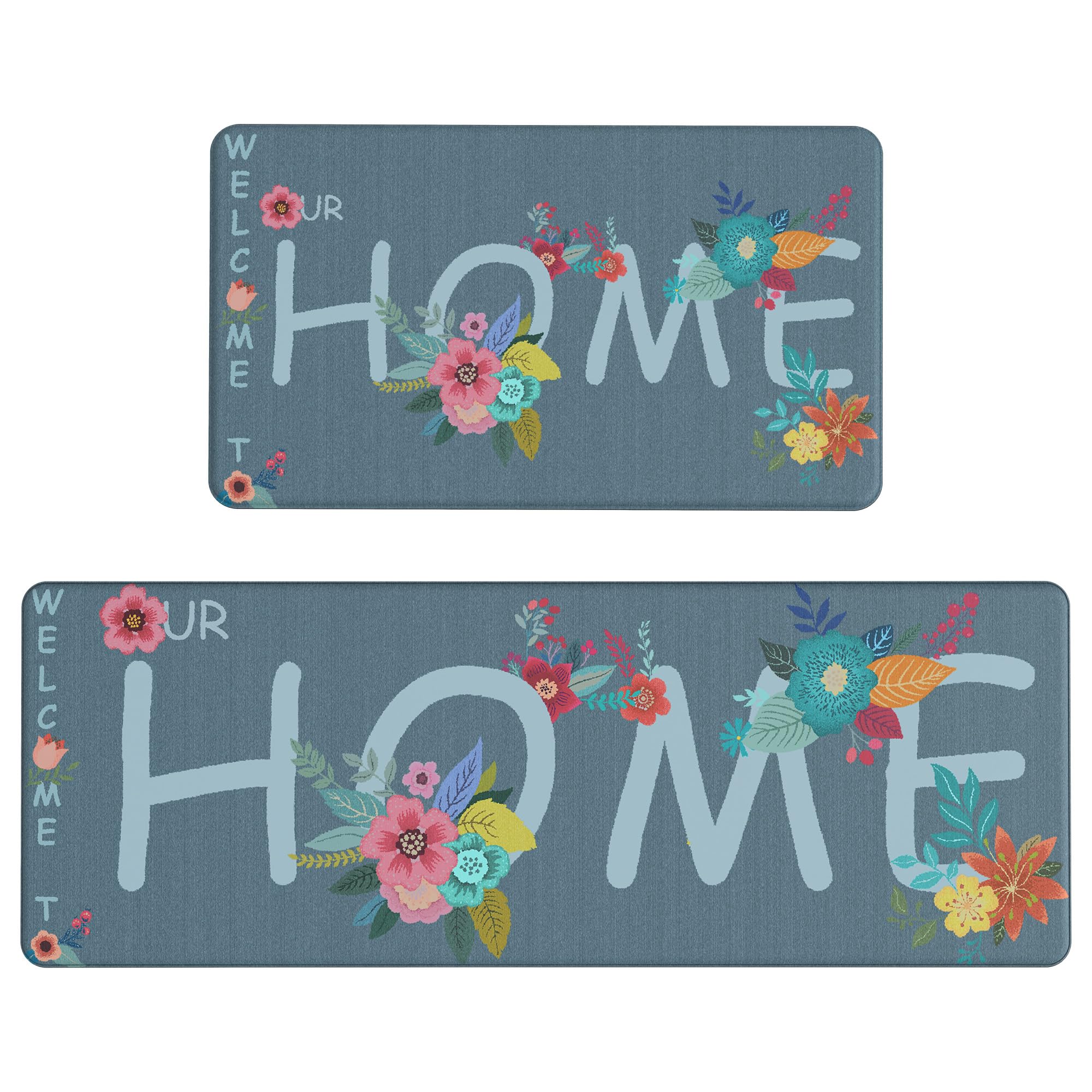 GENIMO Kitchen Mats for Floor 2PCs, Washable Anti Fatigue Mat for Cushioned, 17.3"x47"+17.3"x30", Waterproof Kitchen Rugs, Non Slip Comfort Standing Mat Rug for Home, Sink, Laundry, LightTaupeBrown