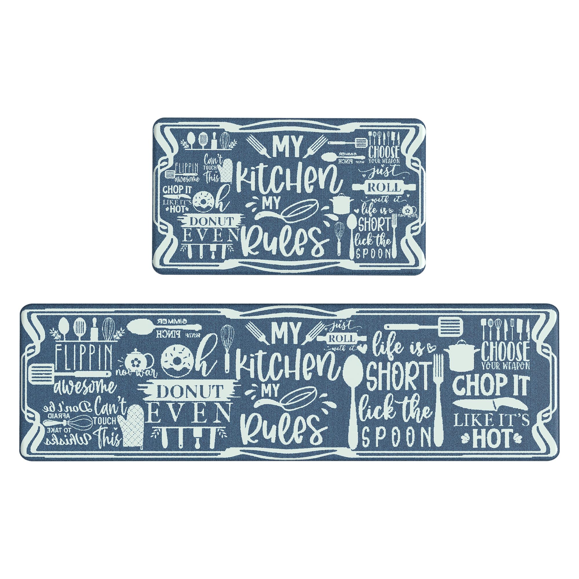 GENIMO Kitchen Mats for Floor 2PCs, Washable Anti Fatigue Mat for Cushioned, 17.3"x47"+17.3"x30", Waterproof Kitchen Rugs, Non Slip Comfort Standing Mat Rug for Home, Sink, Laundry, LightTaupeBrown