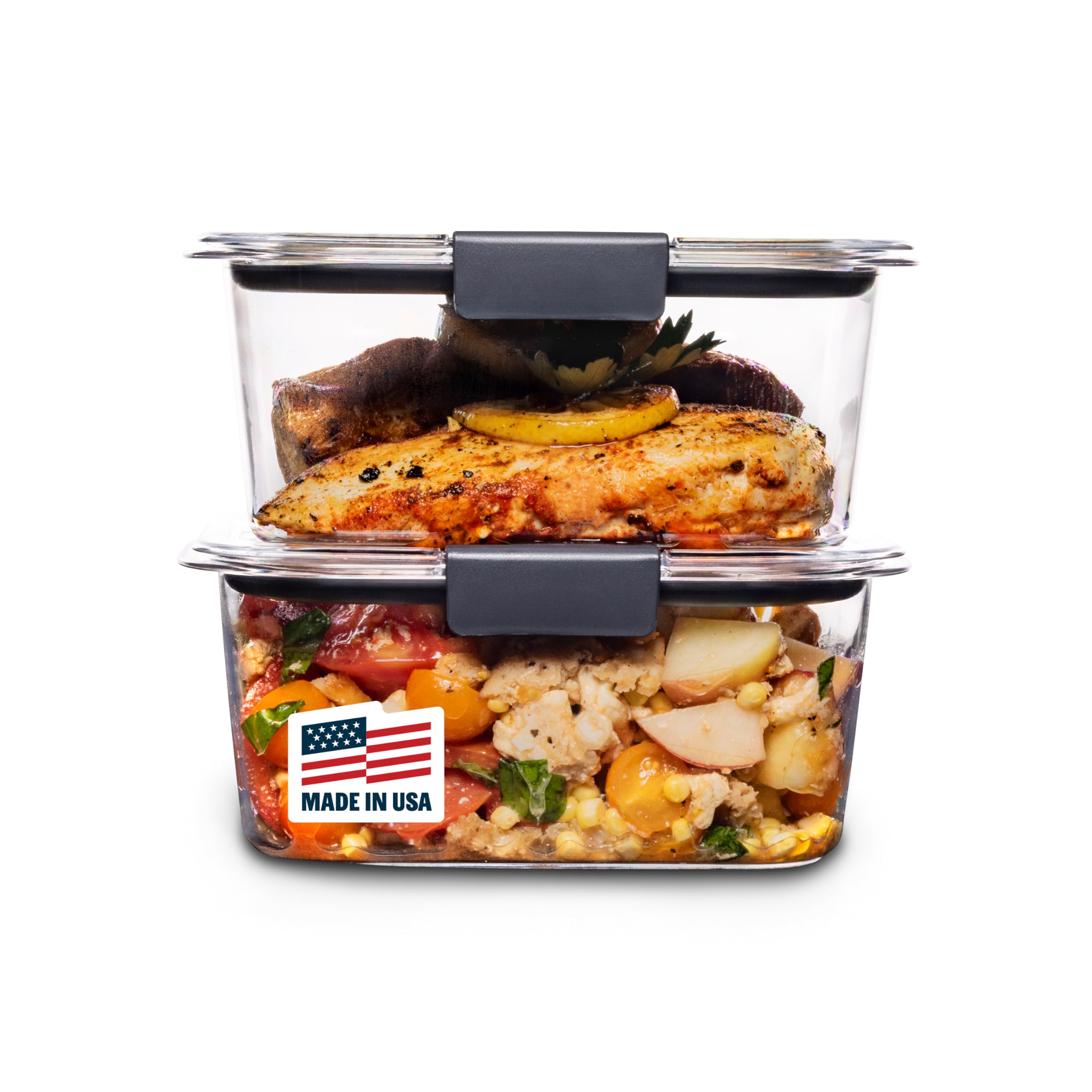 Rubbermaid Brilliance Food Storage Containers BPA Free Airtight Lids Ideal for Lunch Meal Prep & Leftovers Set of 5 (3.2 Cup)