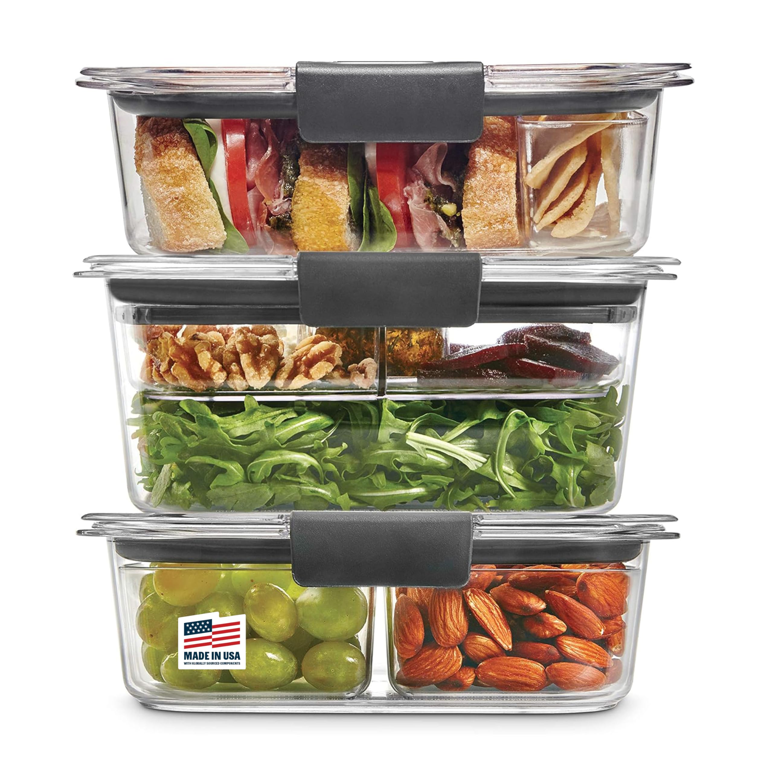 Rubbermaid Brilliance Food Storage Containers BPA Free Airtight Lids Ideal for Lunch Meal Prep & Leftovers Set of 5 (3.2 Cup)